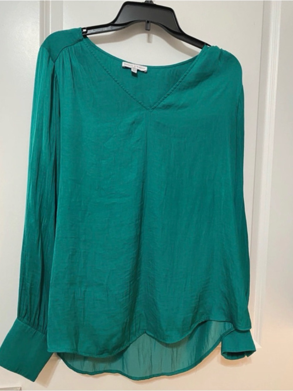 Teal V-Neck Long Sleeve Blouse - Lightweight Women's Top